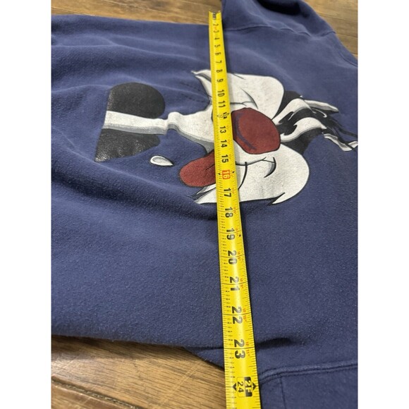 Vintage 1993 Looney Tunes Sylvester Cat Crewneck Sweatshirt Navy Warner Bros. XL - Picture 10 of 11